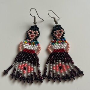 Made in Mexico Colorful Frida Kahlo Beaded Earrings